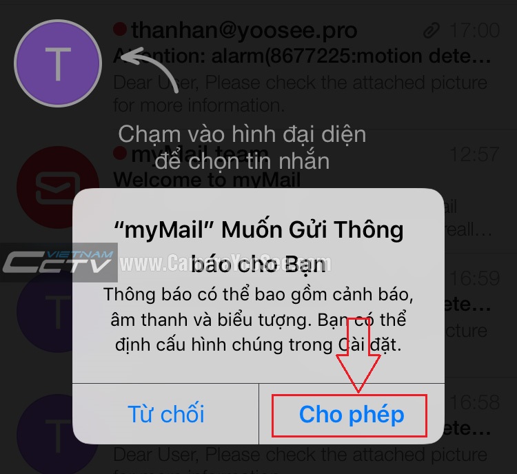 Bật chức năng nổi thông báo có email trên điện thoại di động