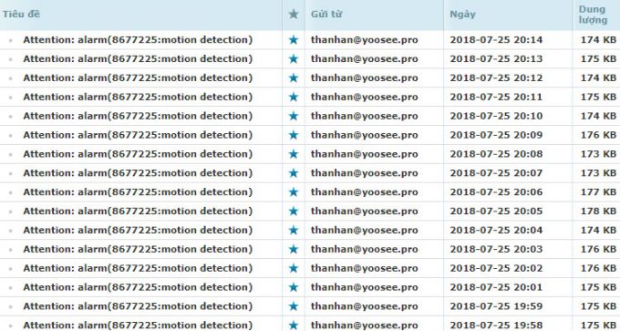 Mở email báo động chuyển động trên camera YooSee