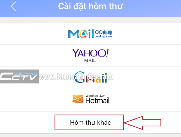 Thông số email gửi báo động trong camera YooSee