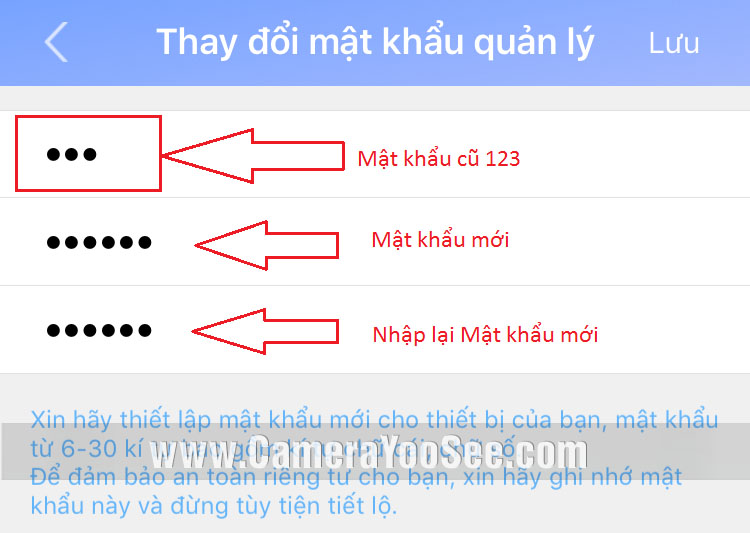 Không thay đổi được mật khẩu quản lý camera YooSee